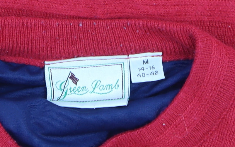 Green Lamb Men's Red Wool Blend Crew Neck Pullover Jumper M
