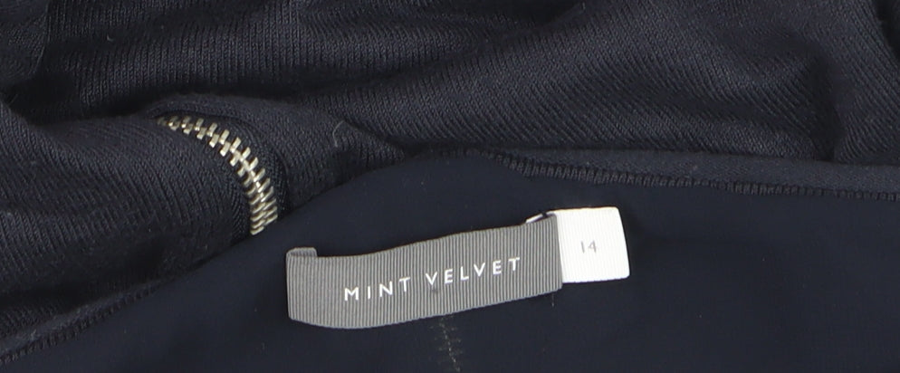 Mint Velvet Women's Black Cotton Blend Long Sleeve Pullover Jumper Size 14