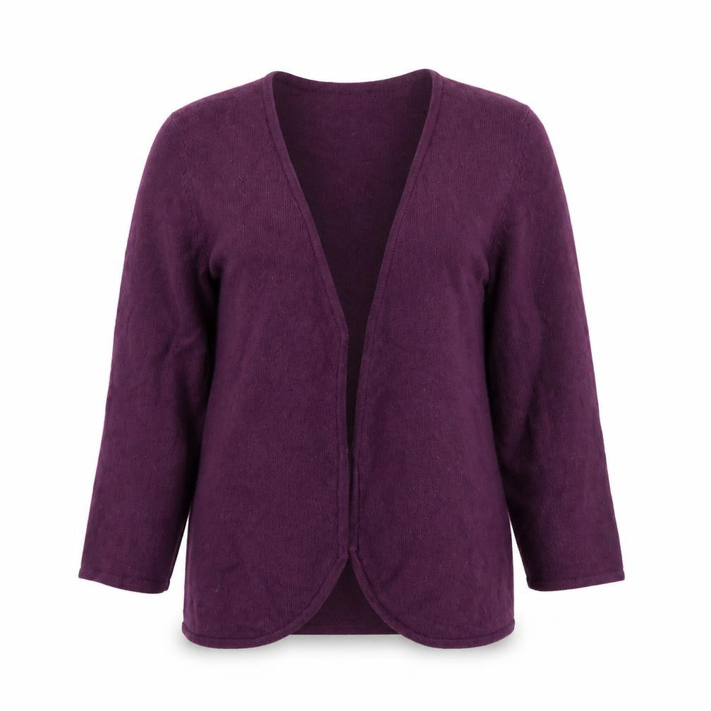 Kaliko Womens Purple Wool Angora 3/4 Sleeve V-Neck Cardigan Size 12