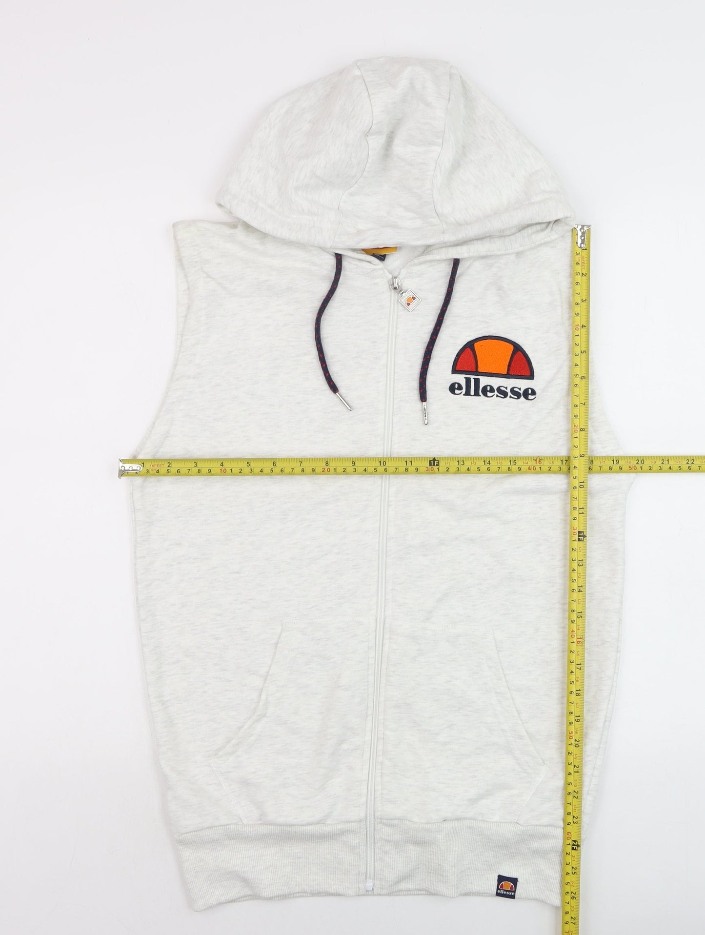 Ellesse Mens Grey Sleeveless Hooded Zip Tank Top Size S
