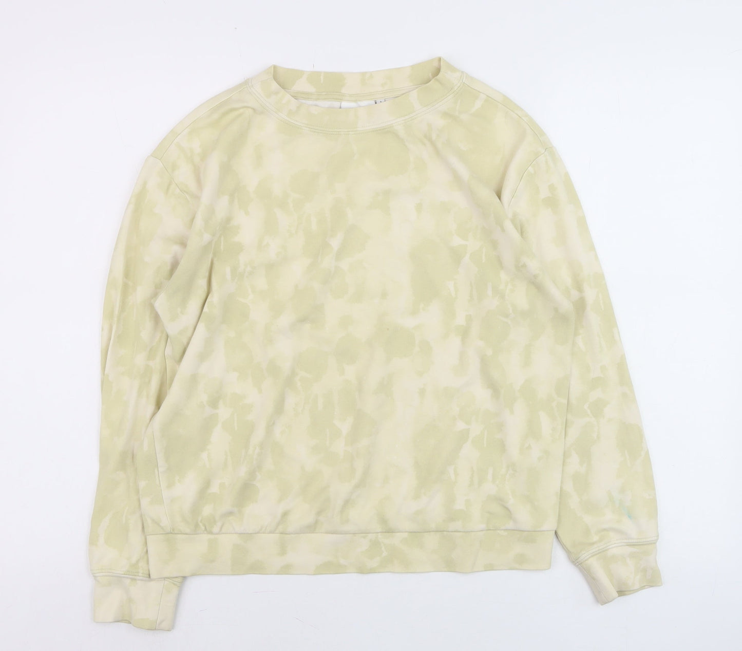 YAYA Women Beige Tie Dye Cotton Blend Pullover Sweatshirt Size S