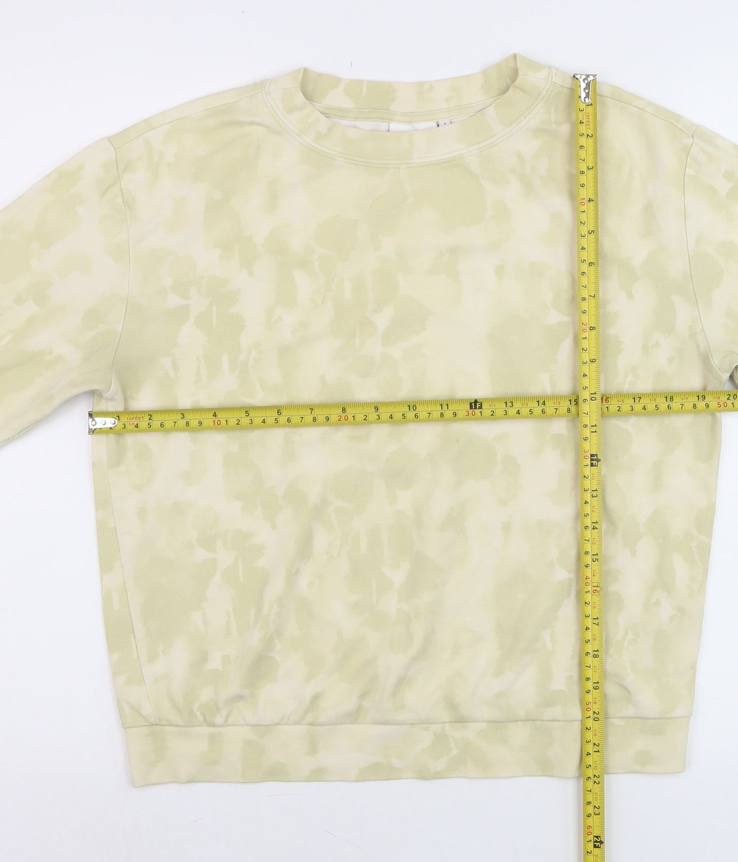 YAYA Women Beige Tie Dye Cotton Blend Pullover Sweatshirt Size S