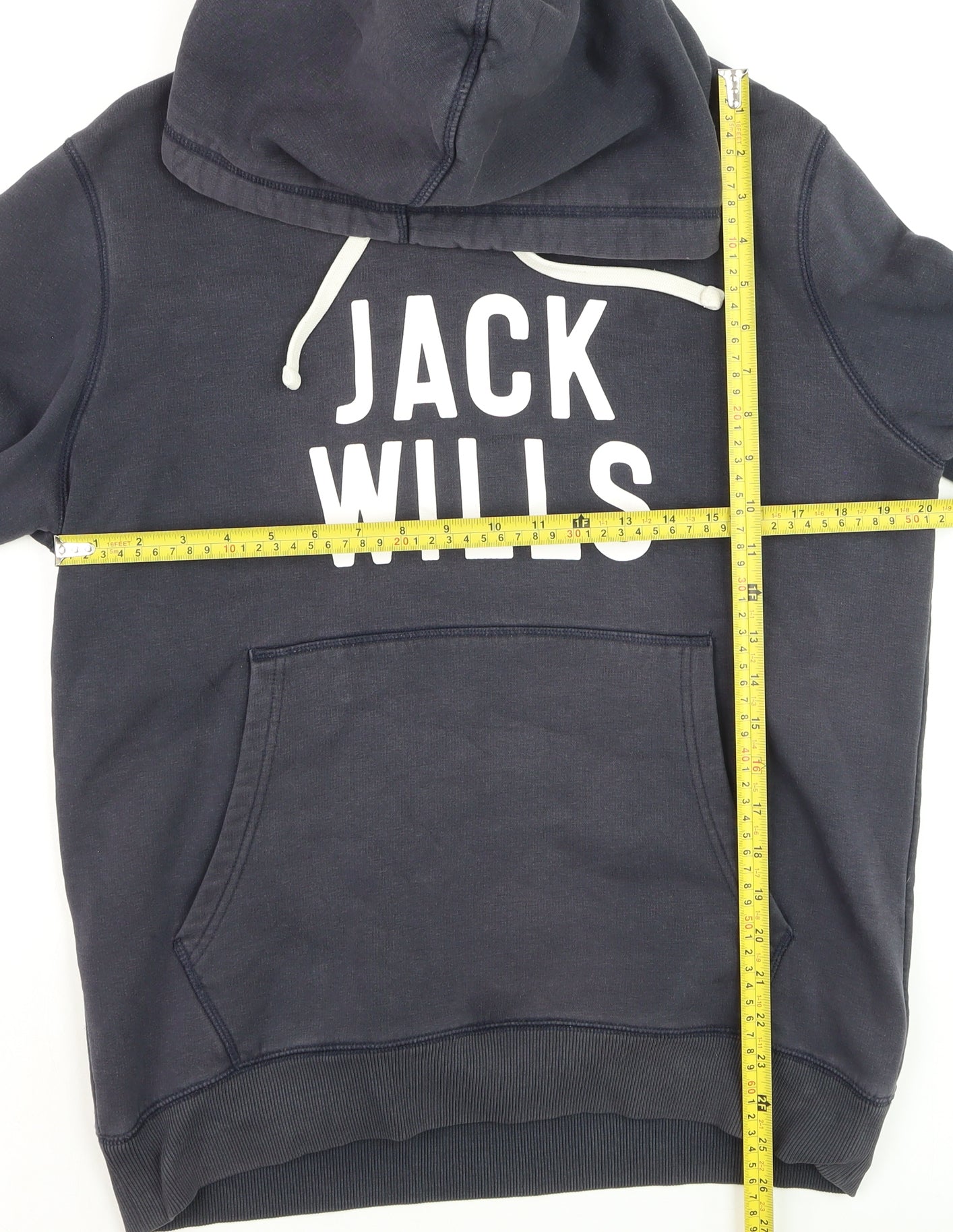 Jack Wills Mens Blue Pullover Hoodie M Regular Fit Logo Sweatshirt