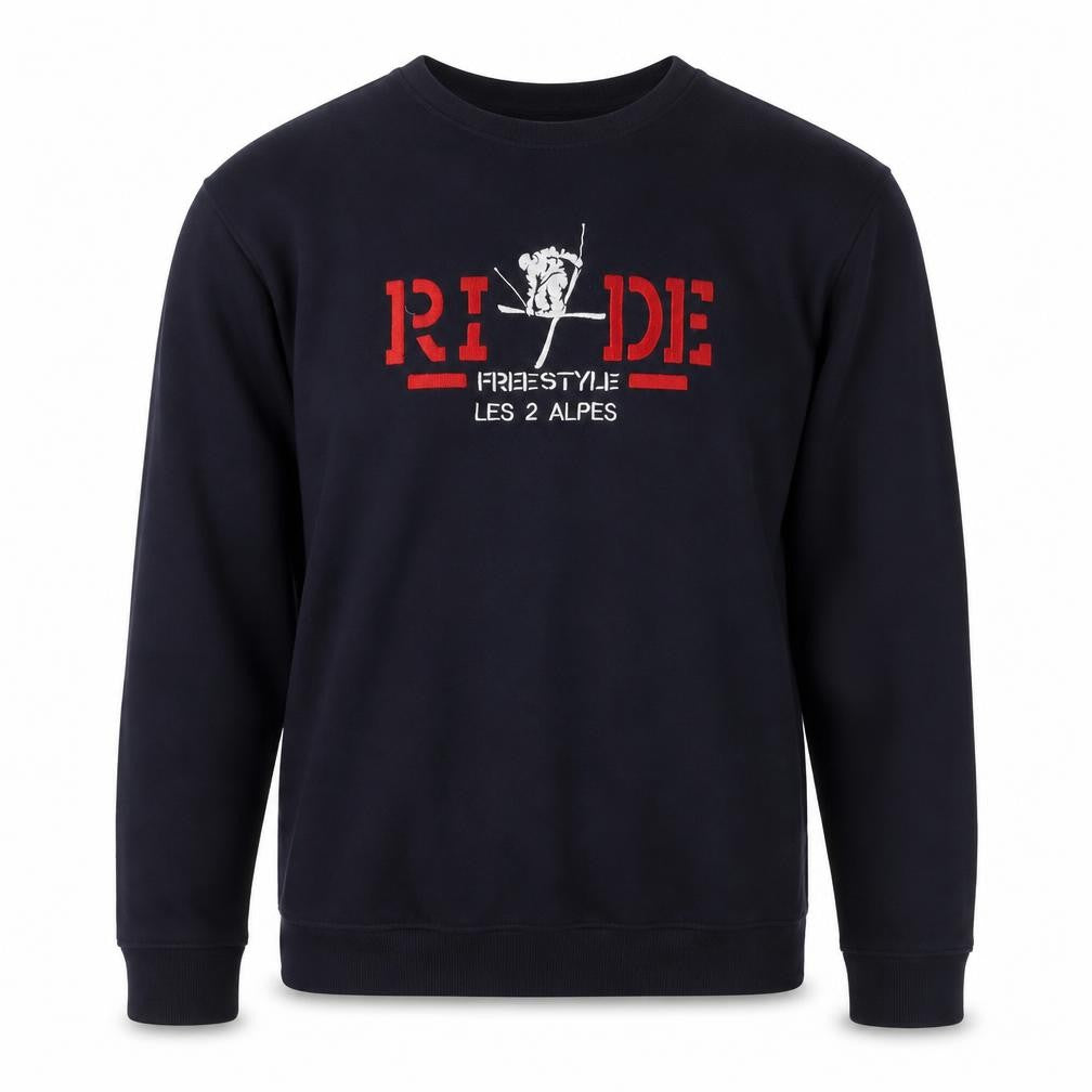 Front view of Gazzoil boys’ black pullover sweatshirt small ski graphic cotton top
