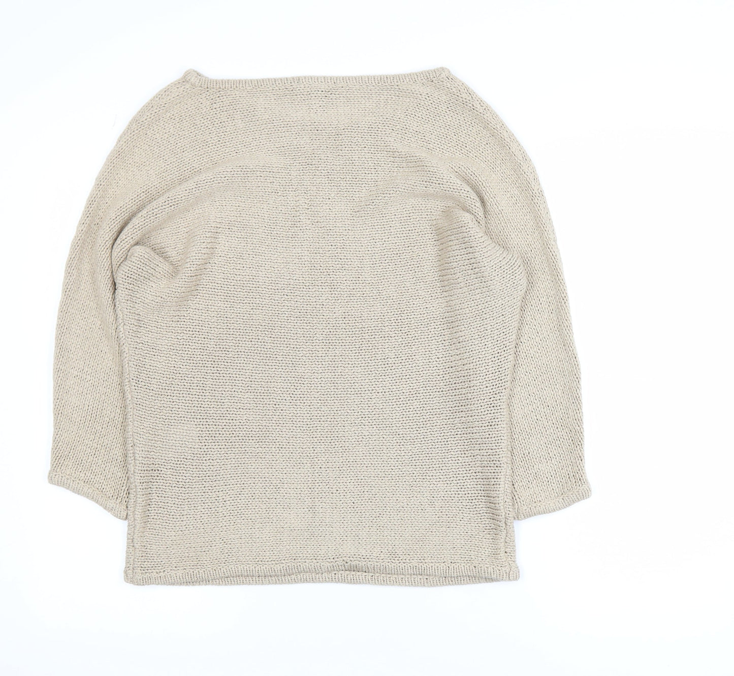 Baukjen Women Beige Chunky Knit Boat Neck Pullover Jumper UK 10