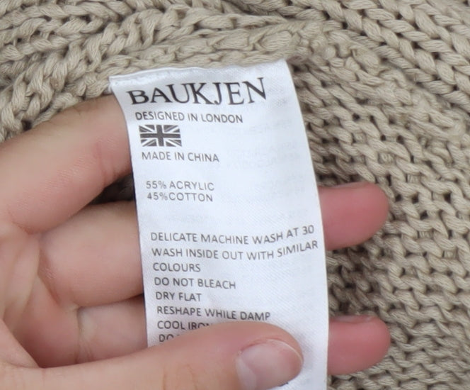 Baukjen Women Beige Chunky Knit Boat Neck Pullover Jumper UK 10