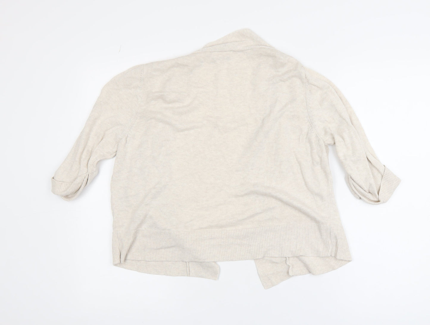 Wallis Women Beige Knit Open Cardigan M Relaxed Casual