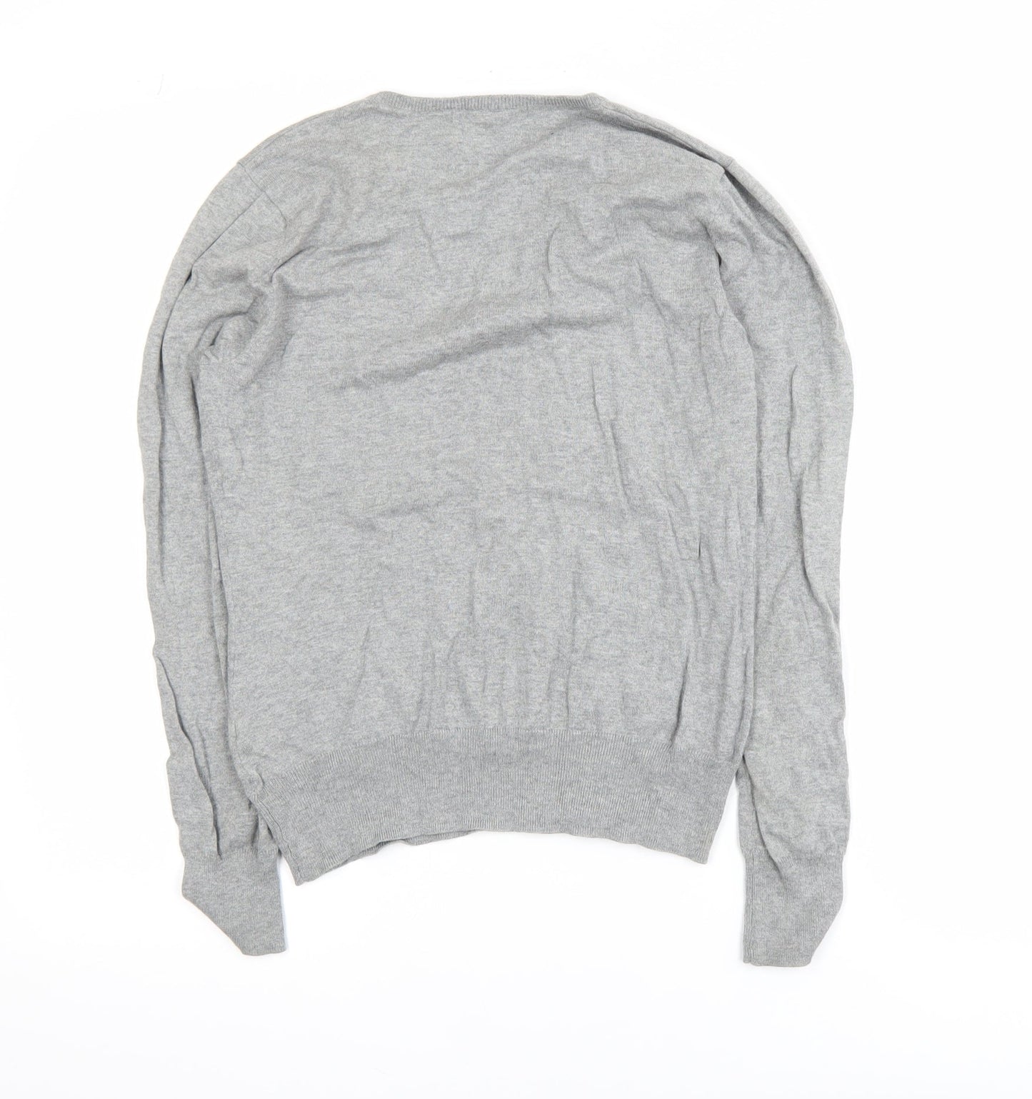 Woolovers Men’s Grey V-Neck Cotton Silk Jumper Size M