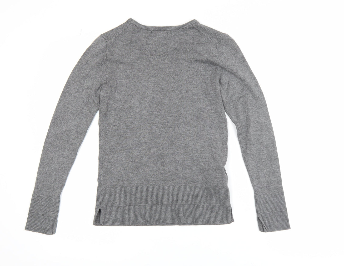 Mango Women Grey XS Pullover Jumper Long Sleeve Knit Viscose Blend