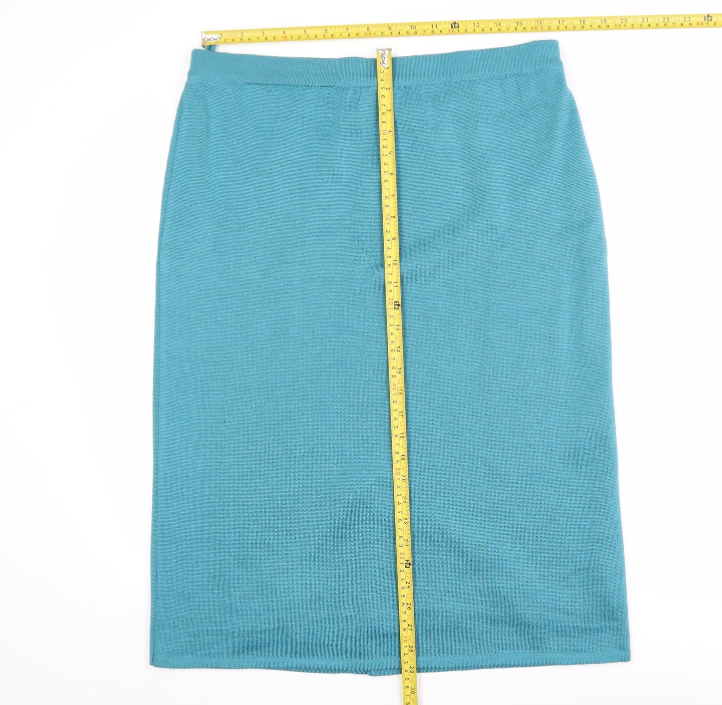 Grazia Women’s Blue Midi Wool Blend Pencil Skirt Size 18