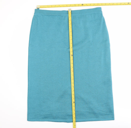 Grazia Women’s Blue Midi Wool Blend Pencil Skirt Size 18