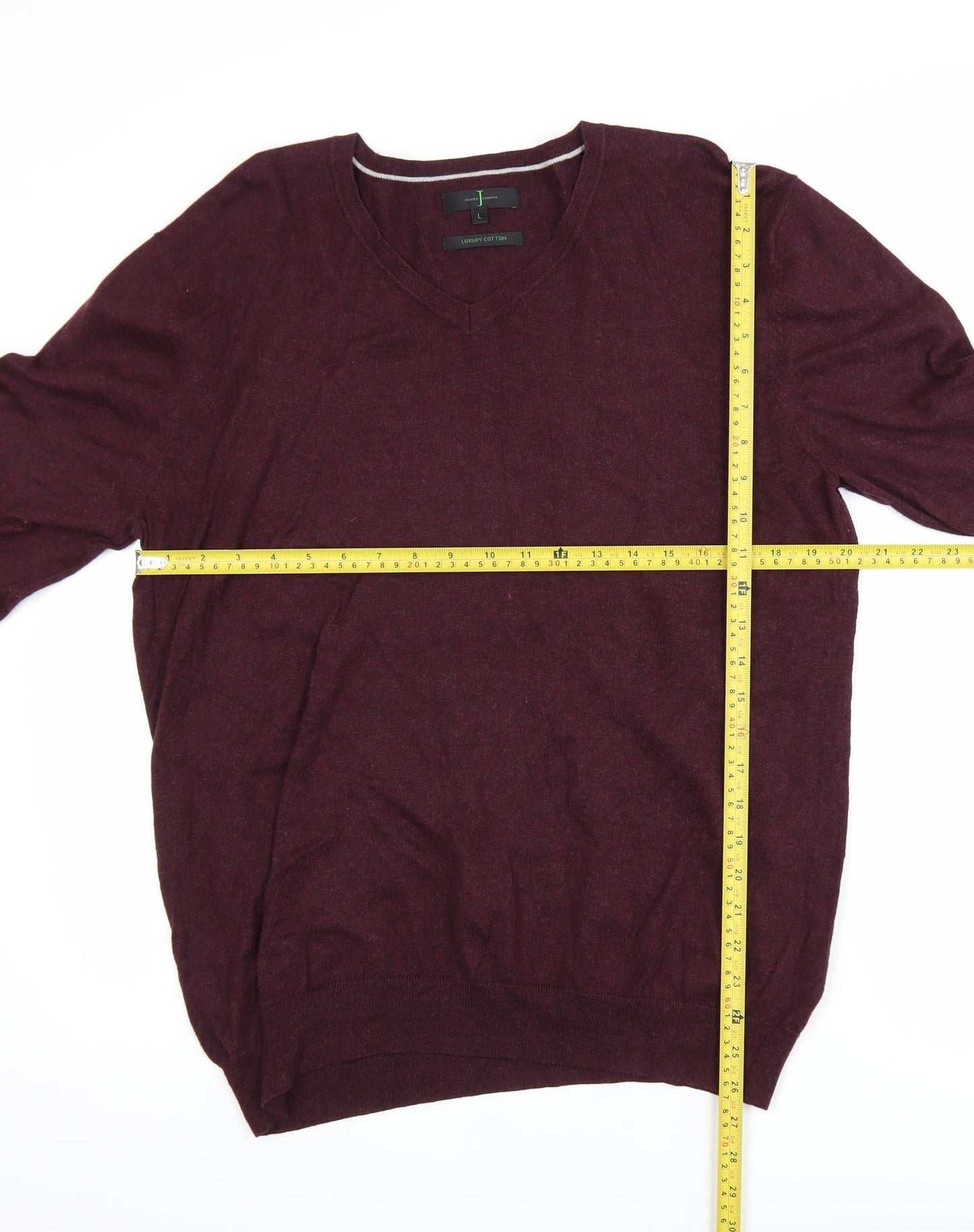 Jasper Conran Men's Brown Cotton V-Neck Jumper Size L