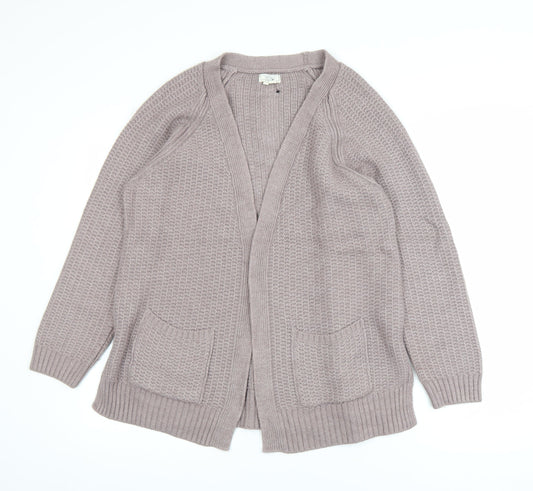 Fat Face Women Beige Size 14 Chunky Knit Relaxed Fit Cardigan