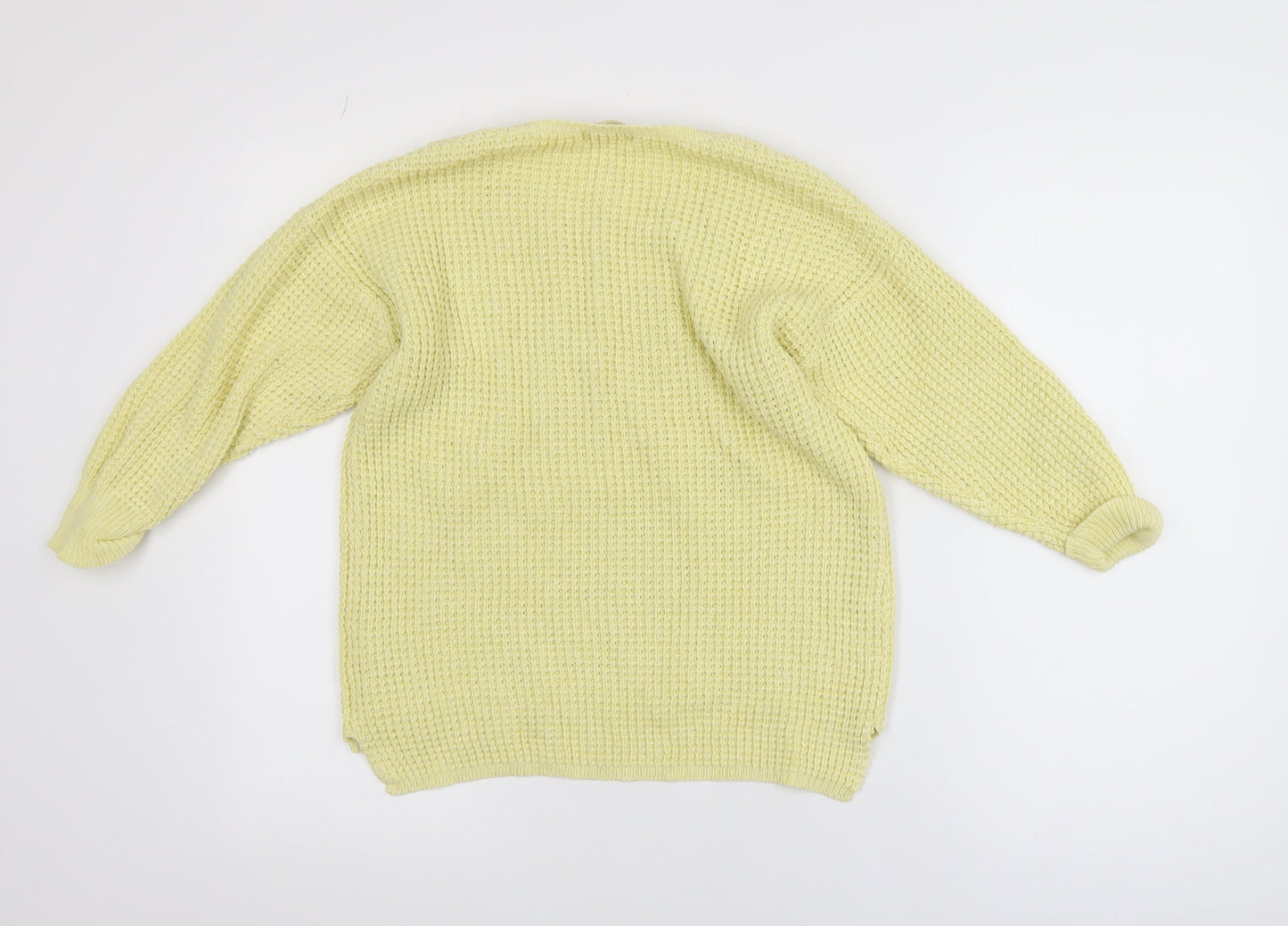 Marks and Spencer Women Yellow Cotton Waffle Knit Jumper Size 10