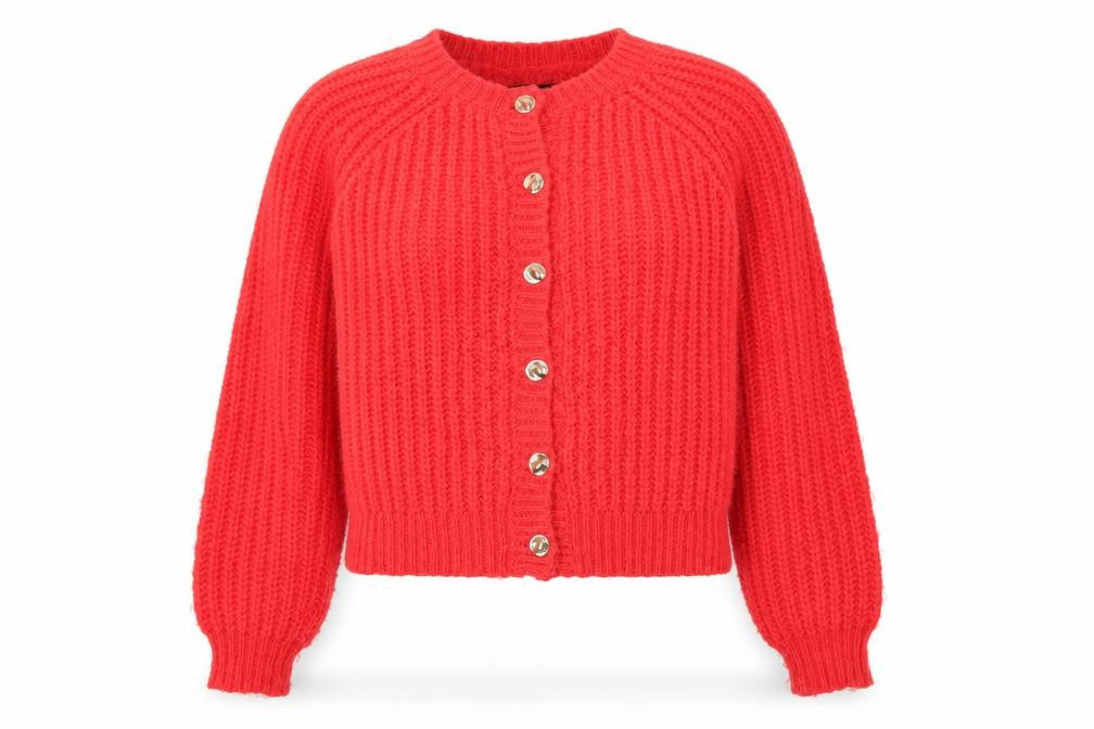 Friends Like These Women Red Chunky Knit Cardigan Size 8