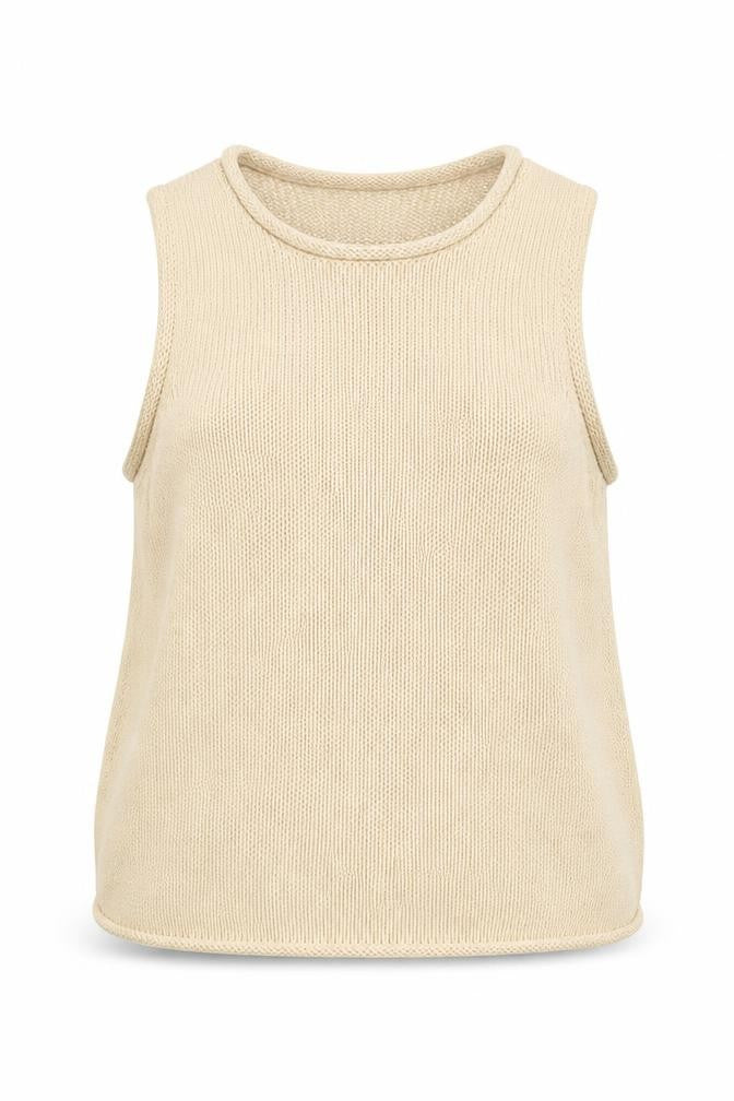 Next Women Beige Knit Cotton Sleeveless Vest Jumper L