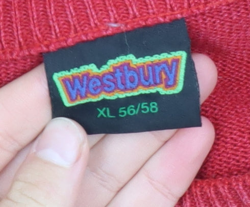 Westbury Men's Red XL Crew Neck Cotton Blend Pullover Jumper