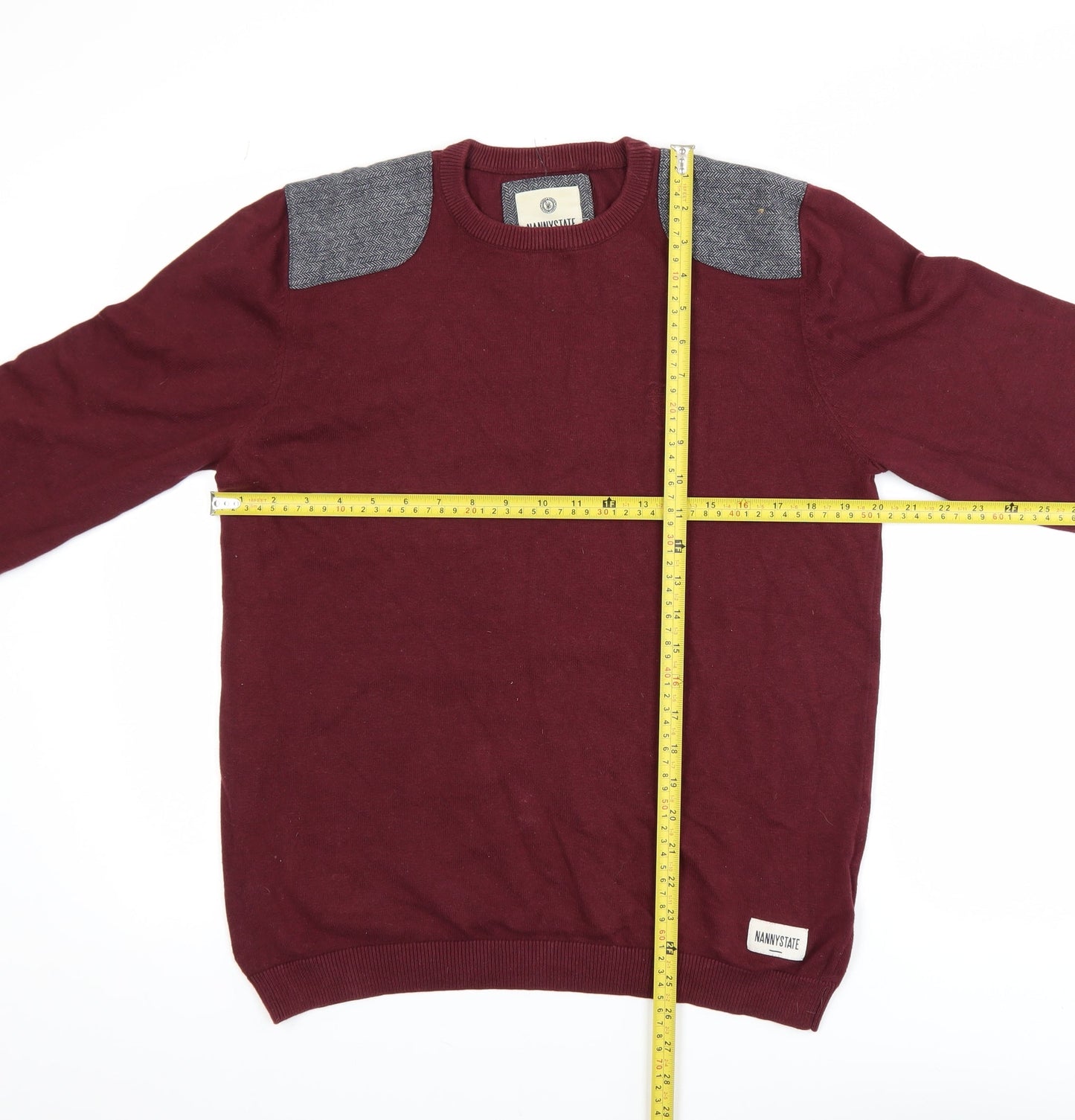 Nanny State Men's Red Cotton Crew Neck Jumper Medium