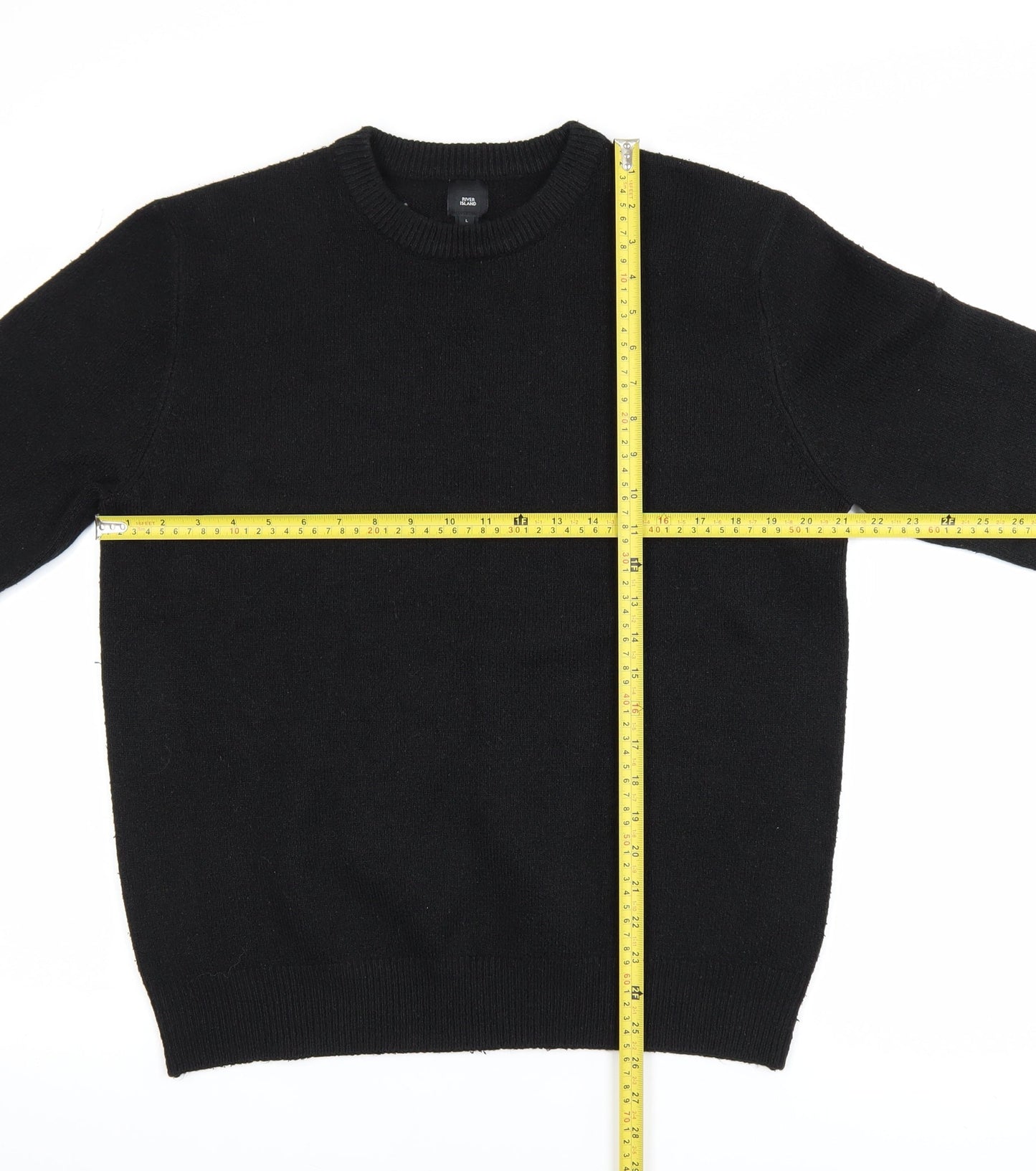 River Island Men's Black L Crew Neck Knit Jumper