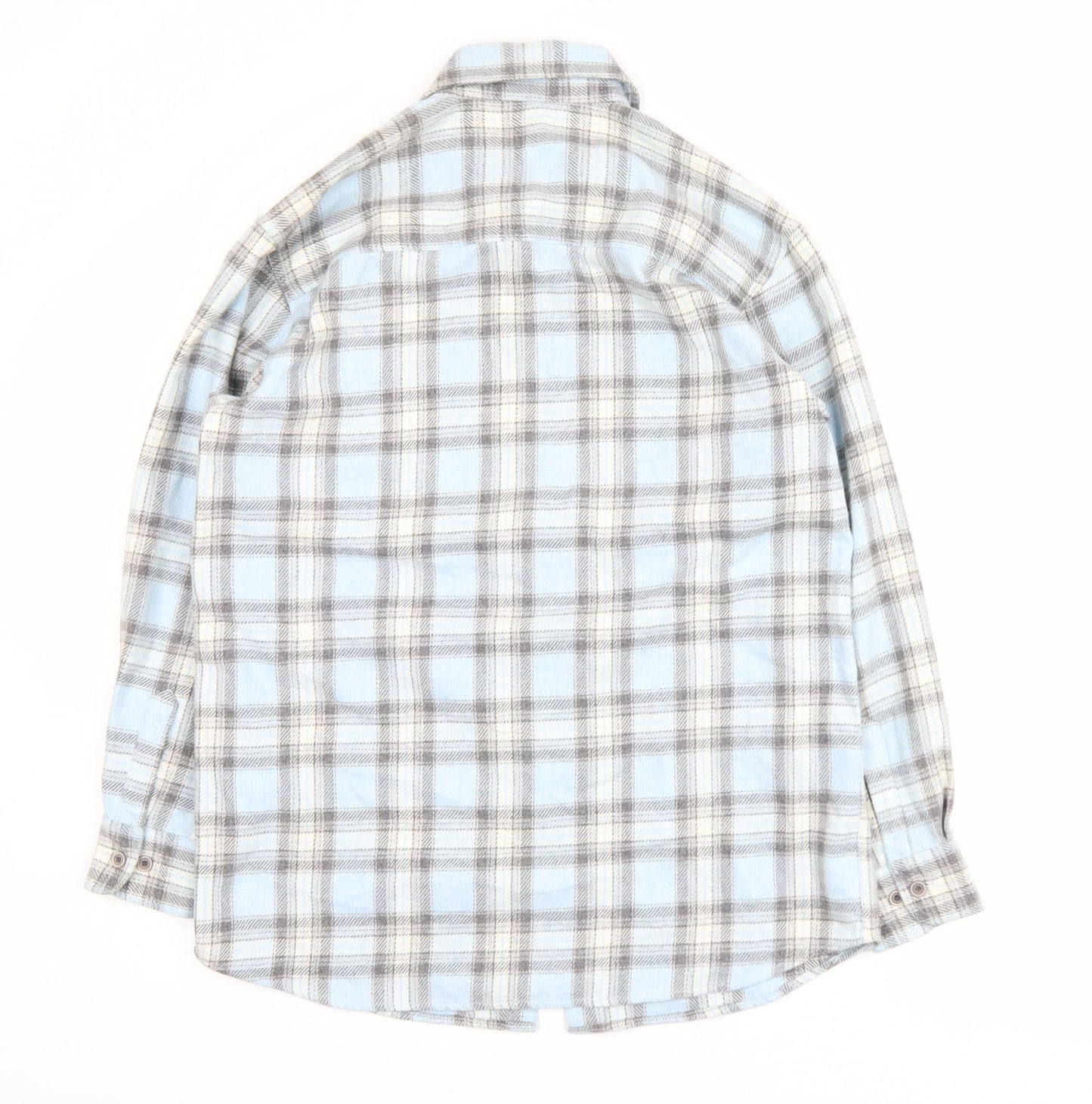 Marks and Spencer Men's Blue Plaid Flannel Long Sleeve Shirt M