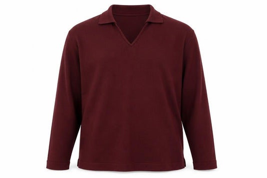 Mash Mash Men's Burgundy Acrylic Long Sleeve Polo Size 2XL