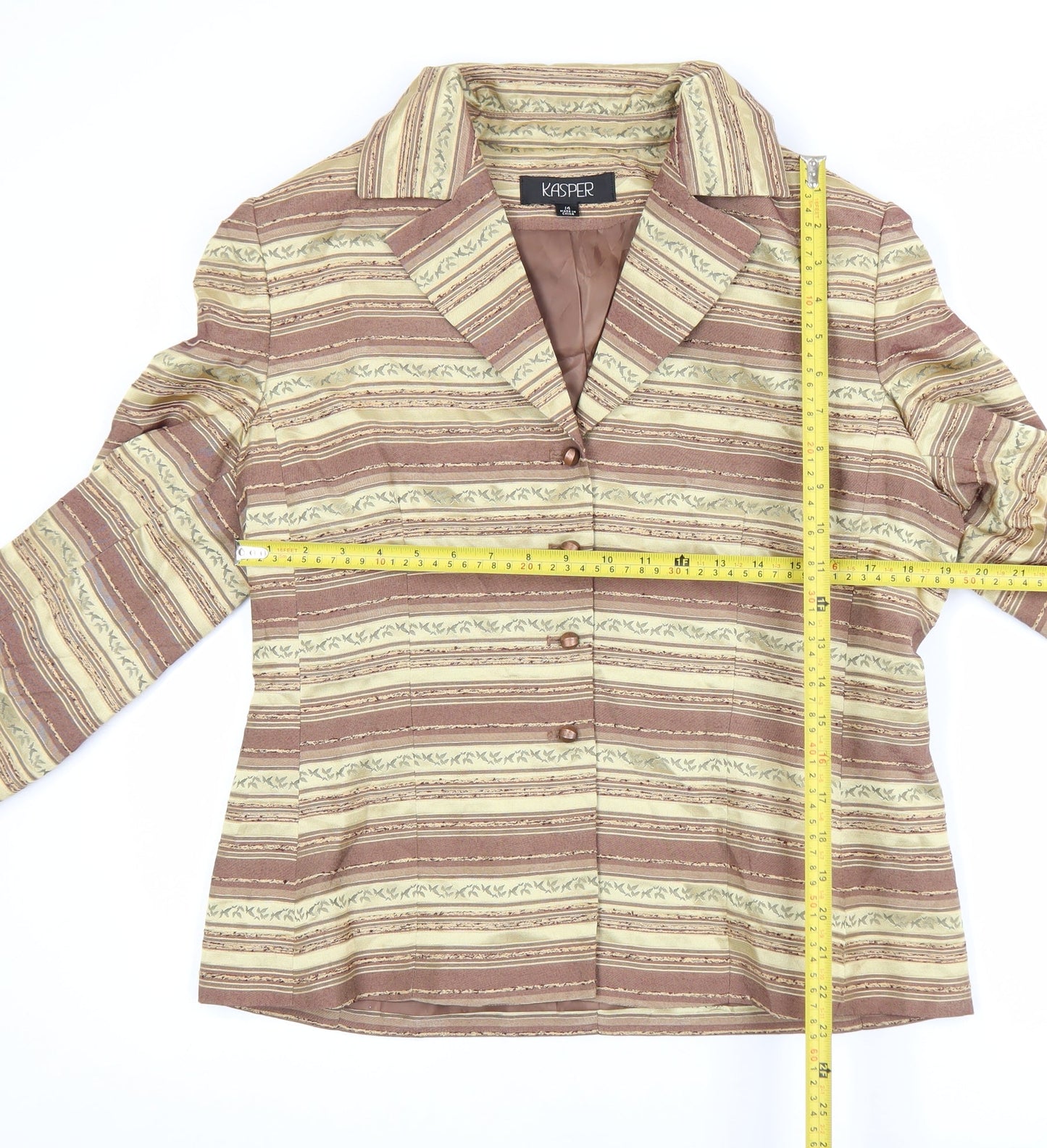 Kasper Women’s Brown Striped Single-Breasted Blazer Jacket Size 14