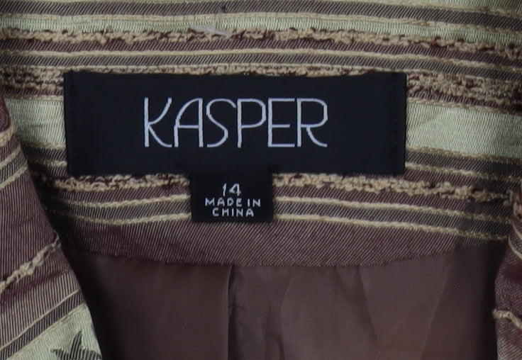 Kasper Women’s Brown Striped Single-Breasted Blazer Jacket Size 14
