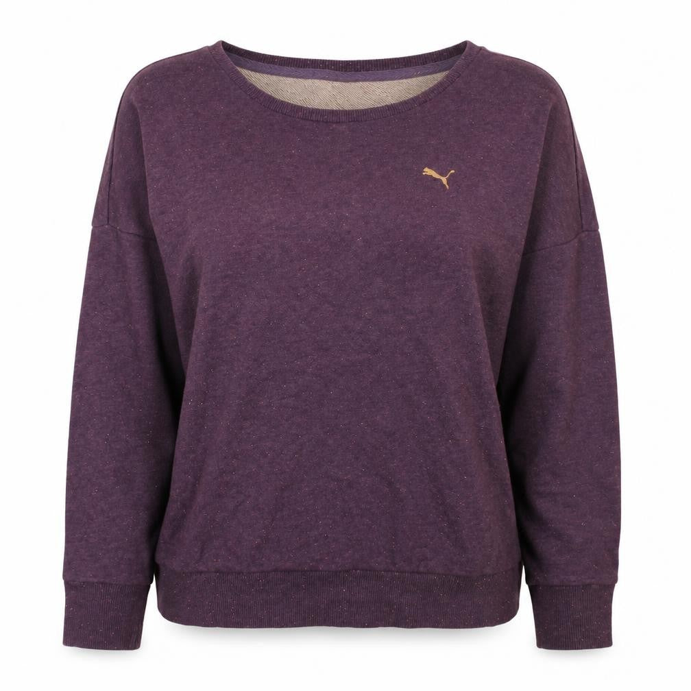 Front view of Puma Women Purple Crew Neck Pullover Sweatshirt UK 16