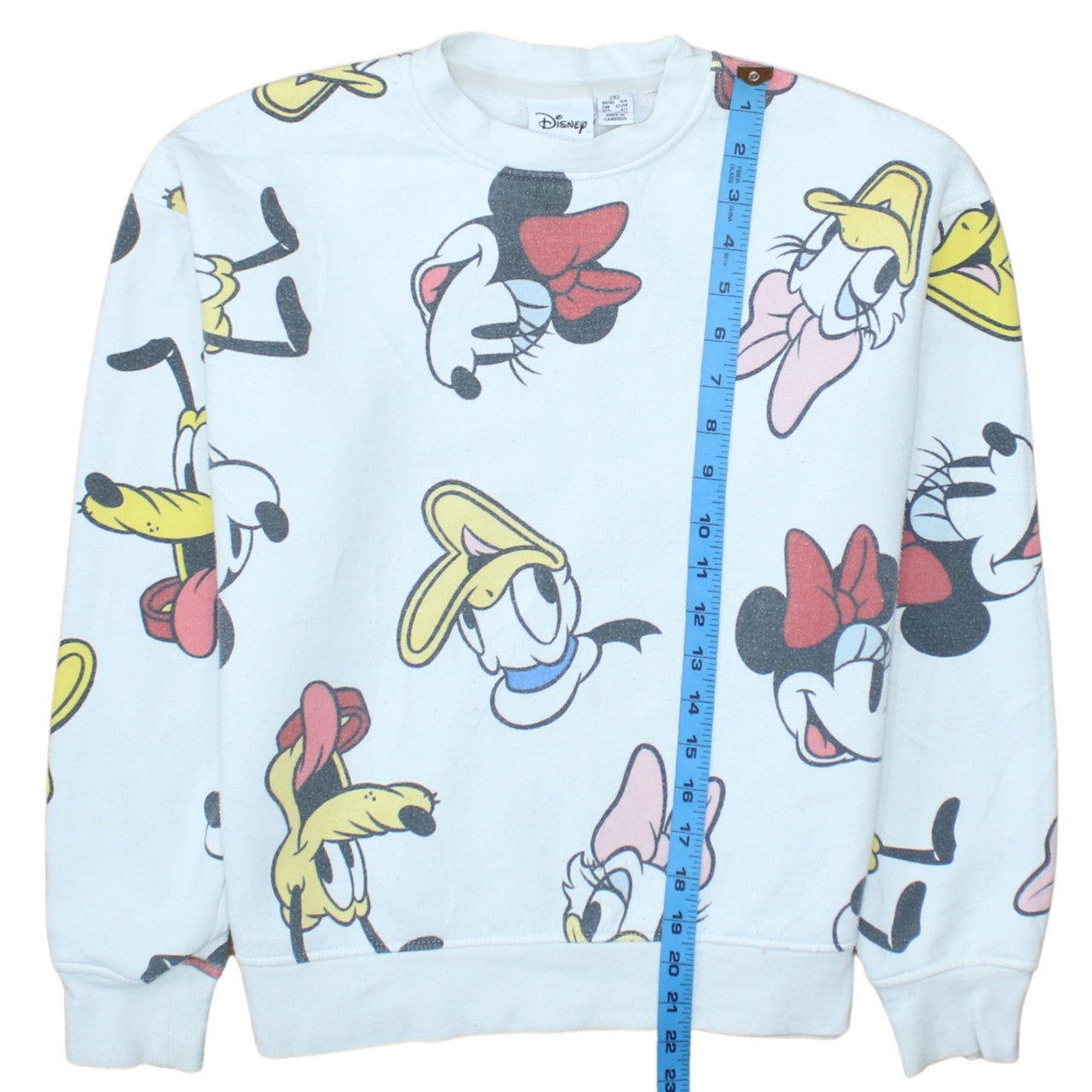 Disney Women White 2XS Pullover Sweatshirt Minnie & Friends Print