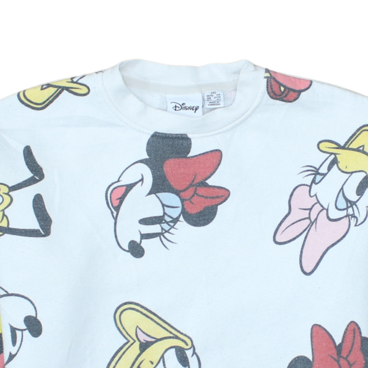 Disney Women White 2XS Pullover Sweatshirt Minnie & Friends Print