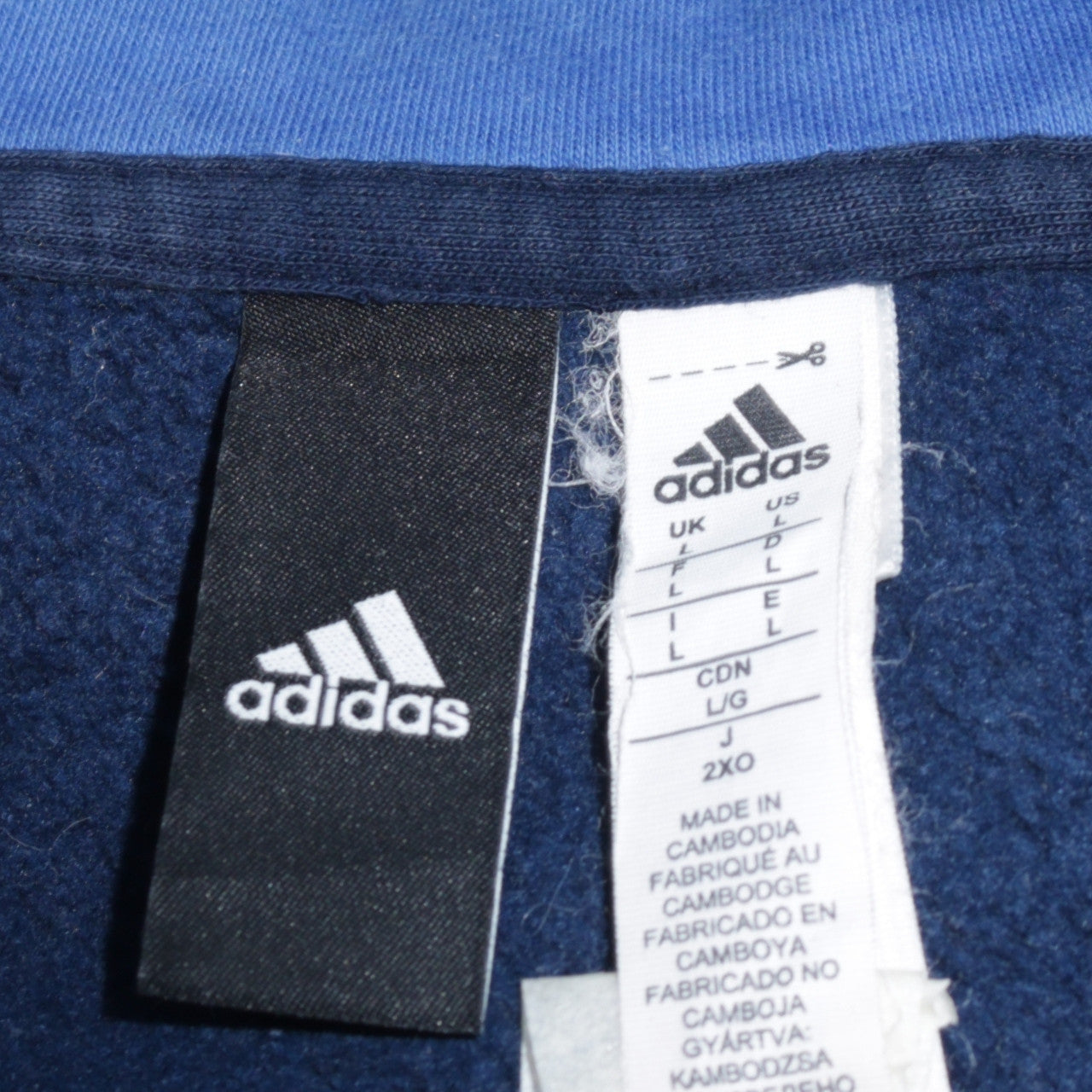 Adidas Men's Blue Pullover Hoodie L Sports Fleece Sweatshirt