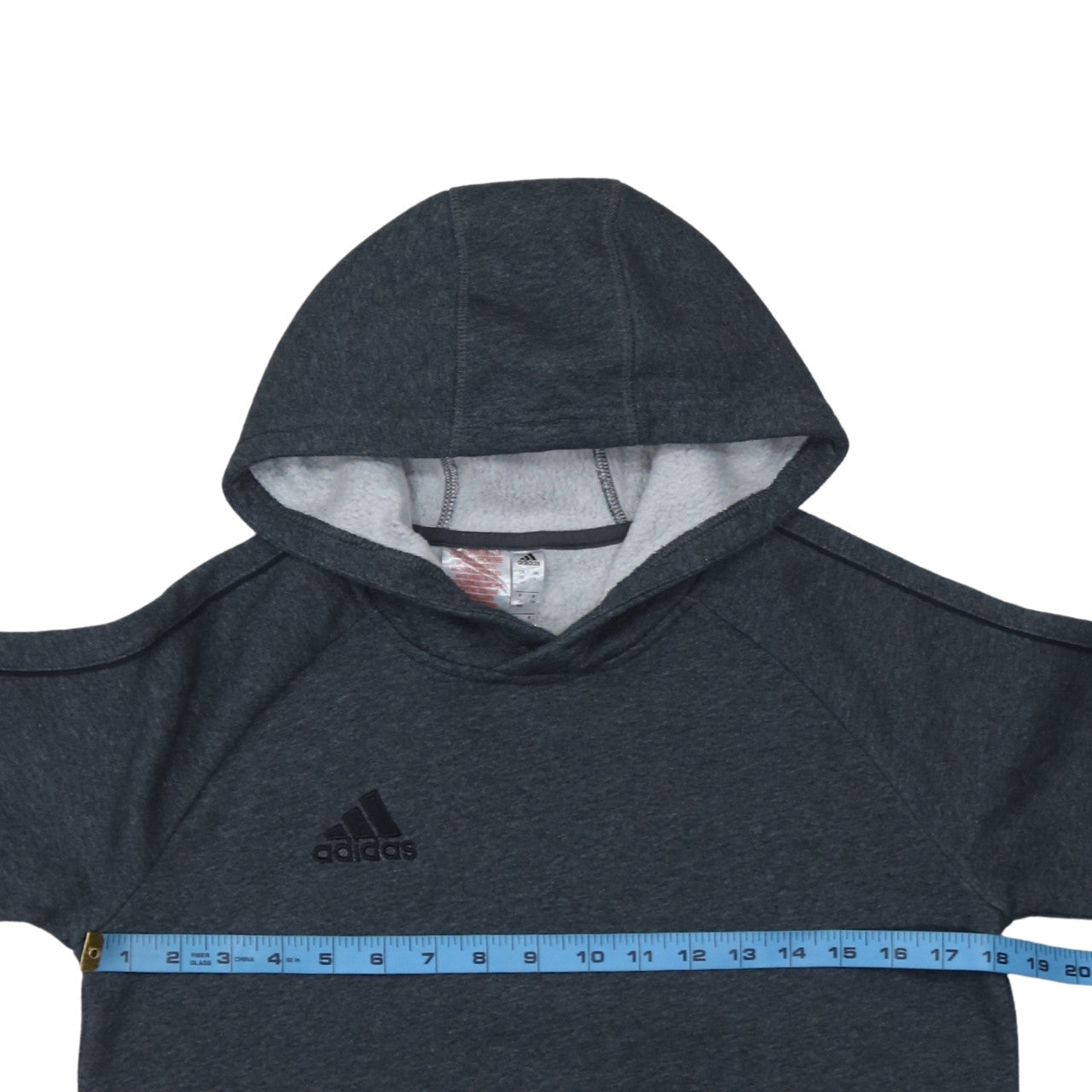 Adidas Boys Grey Fleece Pullover Hoodie Size 13-14 Years