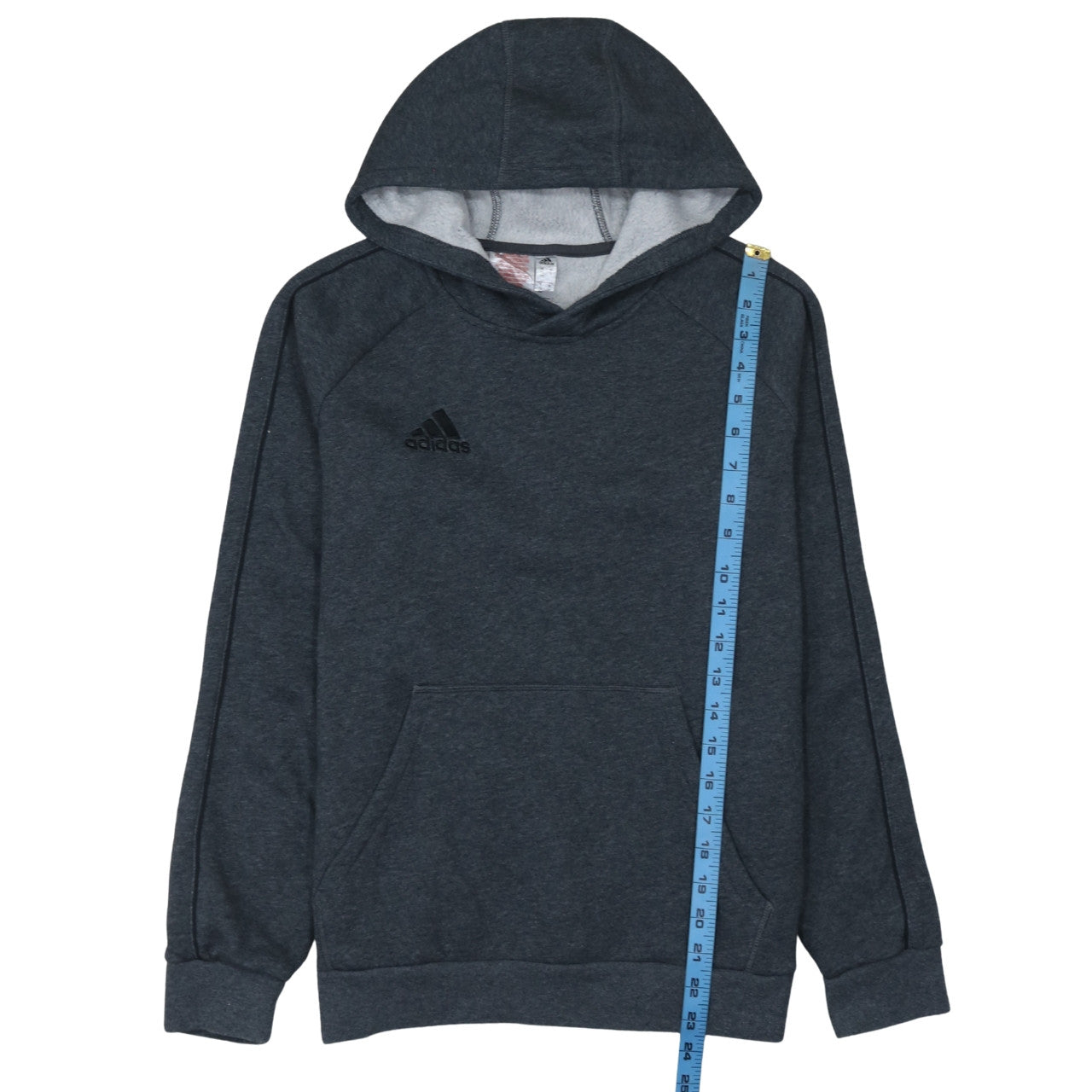 Adidas Boys Grey Fleece Pullover Hoodie Size 13-14 Years