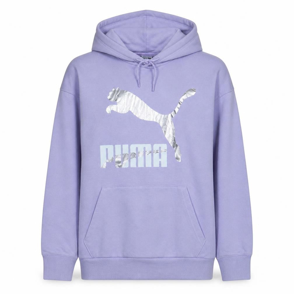 Puma Women’s Purple Hoodie Small Pullover Silver Logo Casual