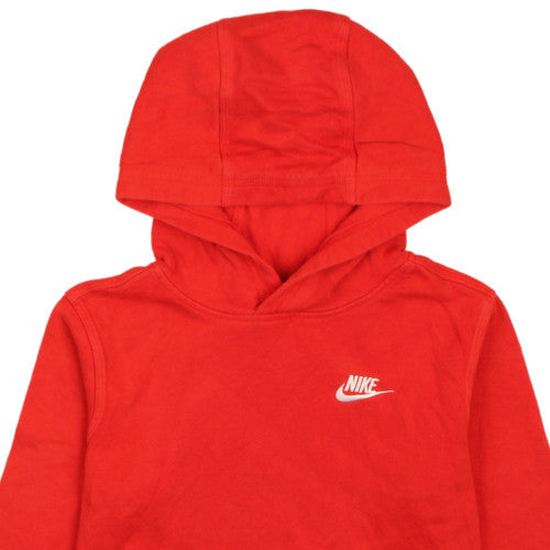Nike Boys Red Pullover Hoodie Fleece L Logo Sports Sweatshirt