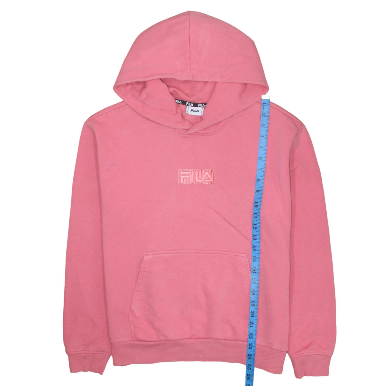 Fila Women Pink Pullover Hoodie L Logo Cotton Casual Sweatshirt
