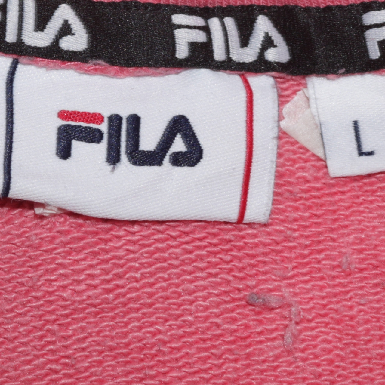 Fila Women Pink Pullover Hoodie L Logo Cotton Casual Sweatshirt