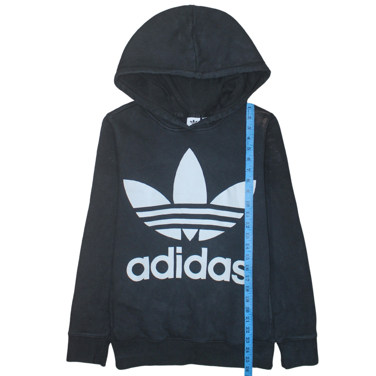 Adidas Womens Black Trefoil Logo Pullover Hoodie Size 10