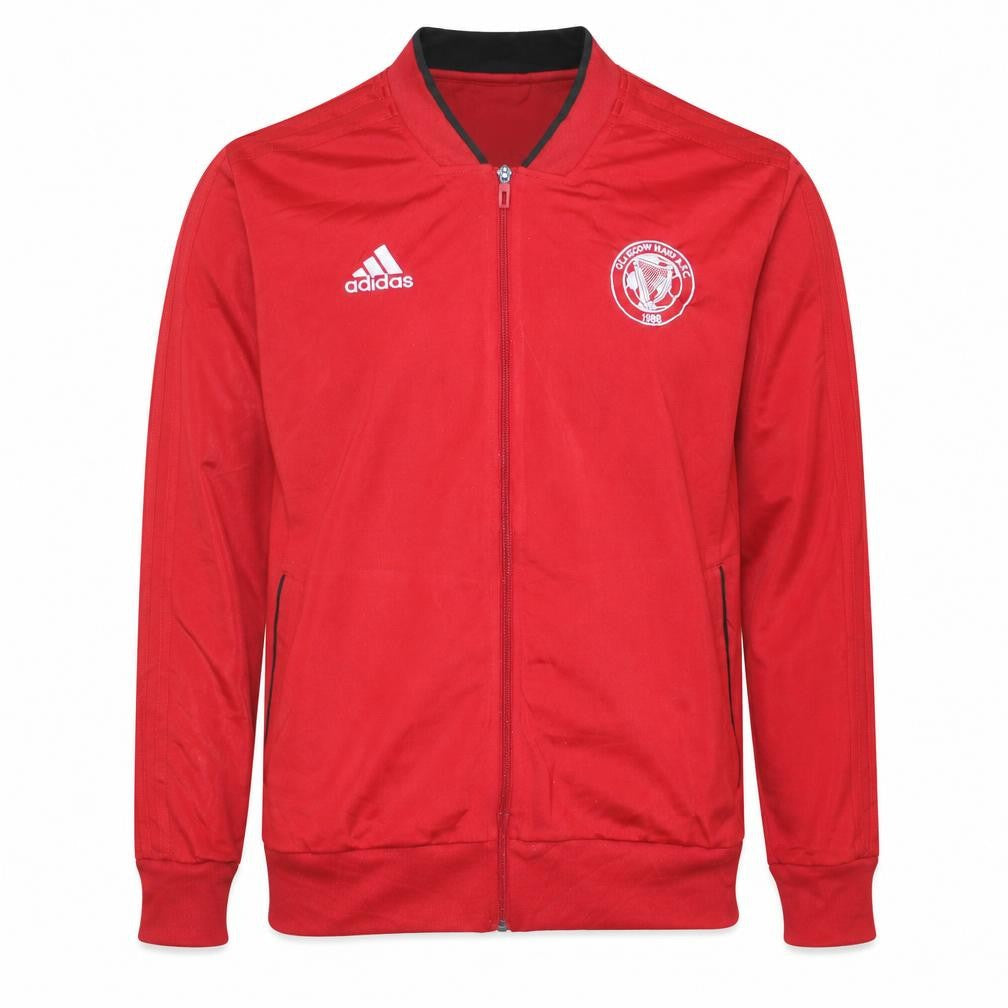 Front view of Adidas Men's Red Track Jacket L Glasgow Harp AFC Full Zip Polyester