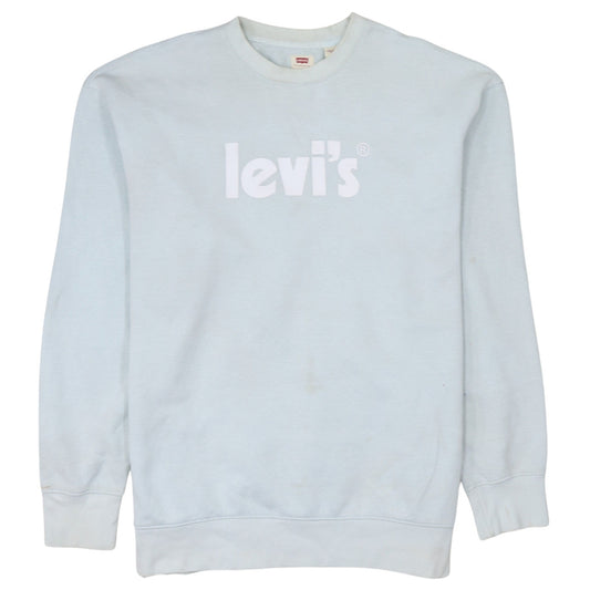 Levi's Men's White Relaxed Fit Crew Neck Sweatshirt L