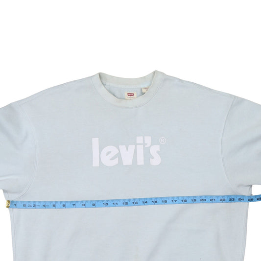 Levi's Men's White Relaxed Fit Crew Neck Sweatshirt L