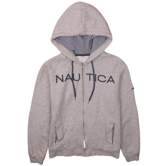 Nautica Womens Grey Full Zip Hoodie Medium Cotton Blend Casual