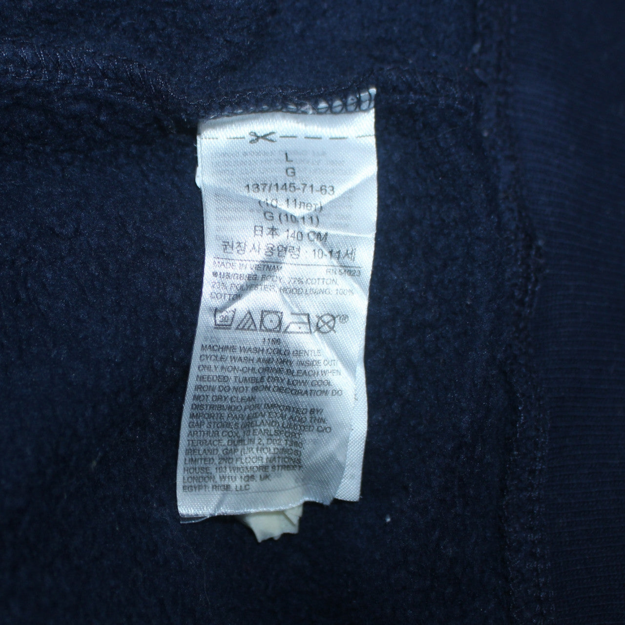 GAP Boys Blue Pullover Hoodie Size 10 Years Logo Fleece Sweatshirt