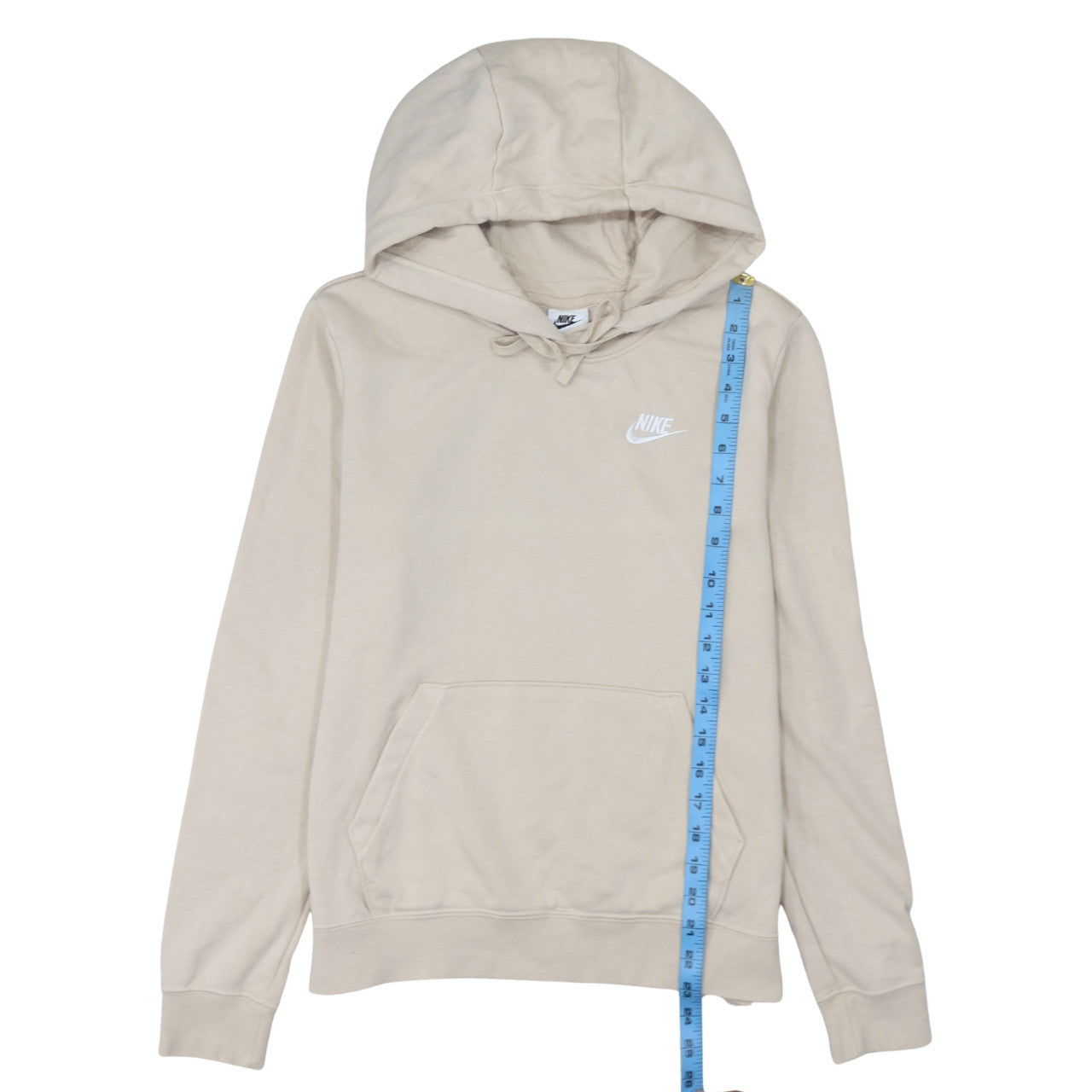 Nike Women Beige Pullover Hoodie Small Logo Hooded Sweatshirt