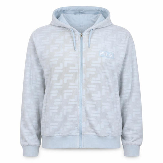 Fila Womens Blue Full Zip Velour Hoodie Size 12 Regular Fit