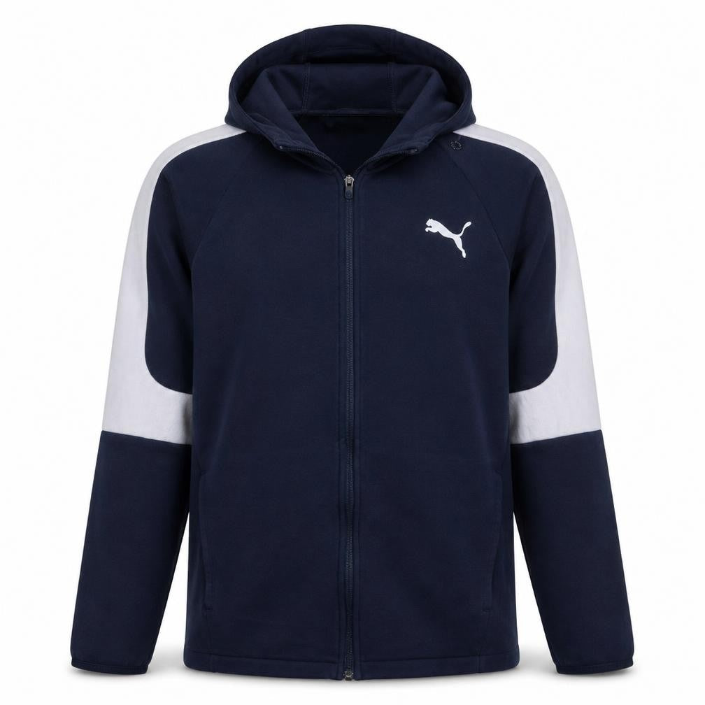 Front view of Puma men’s blue xl full zip hoodie lightweight sportswear