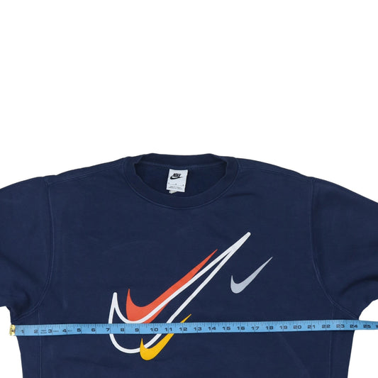 Nike Men's Blue Graphic Logo Crew Neck Pullover Sweatshirt M