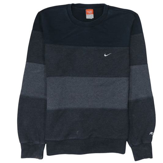 Nike Men's Blue Striped Pullover Sweatshirt M Crew Neck Fleece