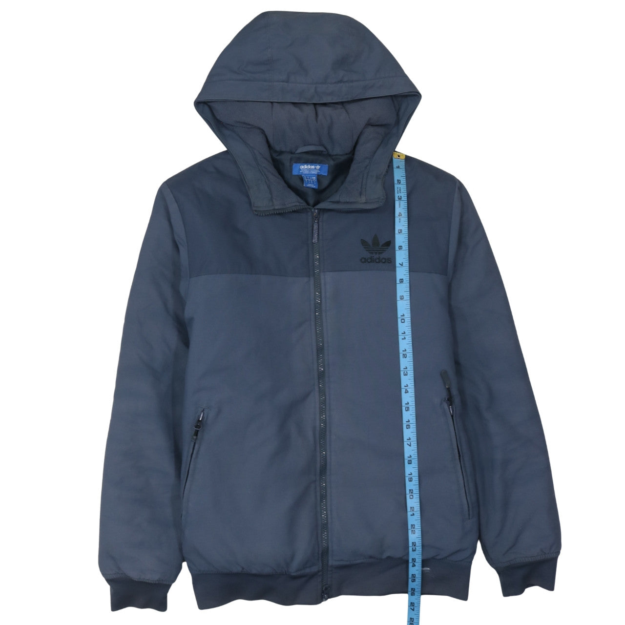 Adidas Men's Blue Hooded Puffer Jacket Size S Regular Fit