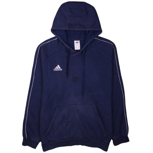 Adidas Men's Blue XL Pullover Hoodie with Logo and Pockets